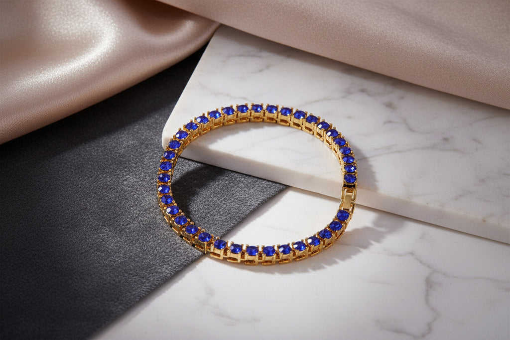 “Buy Iced Out Hip Hop Bracelet: Single Row Rhinestone Tennis Charm & Zirconia Link Chain”