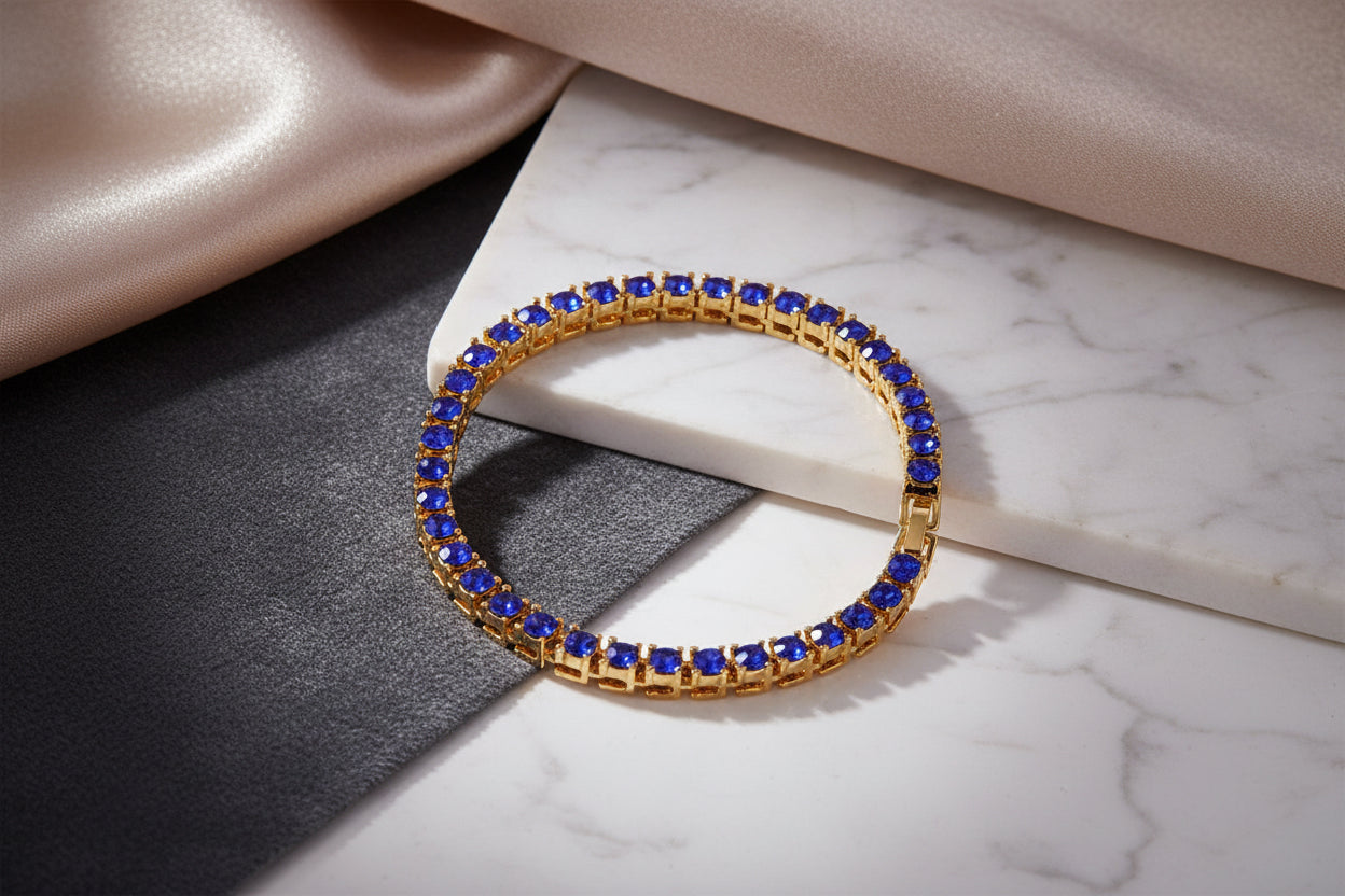 “Buy Iced Out Hip Hop Bracelet: Single Row Rhinestone Tennis Charm & Zirconia Link Chain”