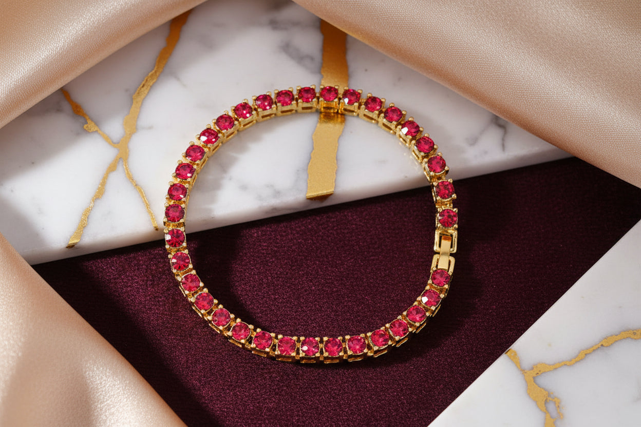 “Buy Iced Out Hip Hop Bracelet: Single Row Rhinestone Tennis Charm & Zirconia Link Chain”