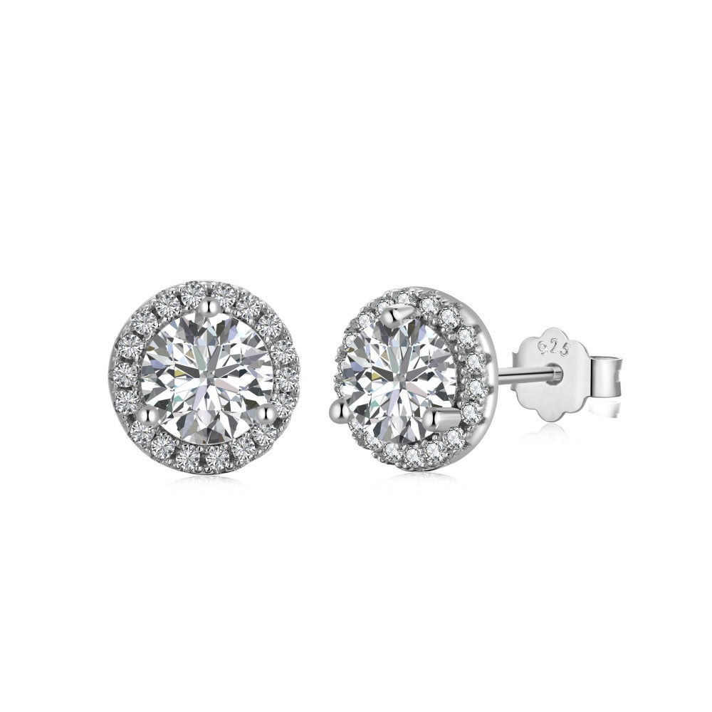 “Shop S925 Sterling Silver Earrings with Heart Zircon”