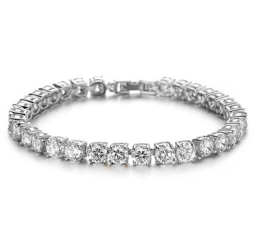 “Buy Iced Out Hip Hop Bracelet: Single Row Rhinestone Tennis Charm & Zirconia Link Chain”