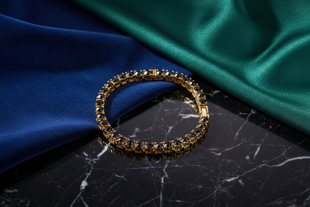 “Buy Iced Out Hip Hop Bracelet: Single Row Rhinestone Tennis Charm & Zirconia Link Chain”