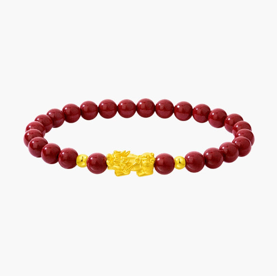 Gold Pure Gold Pi Xiu Bracelet Female Cinnabar