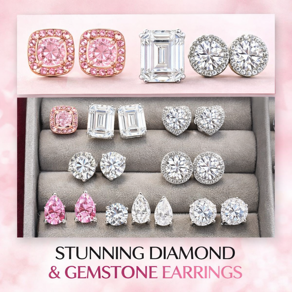 “Shop S925 Sterling Silver Earrings with Heart Zircon”