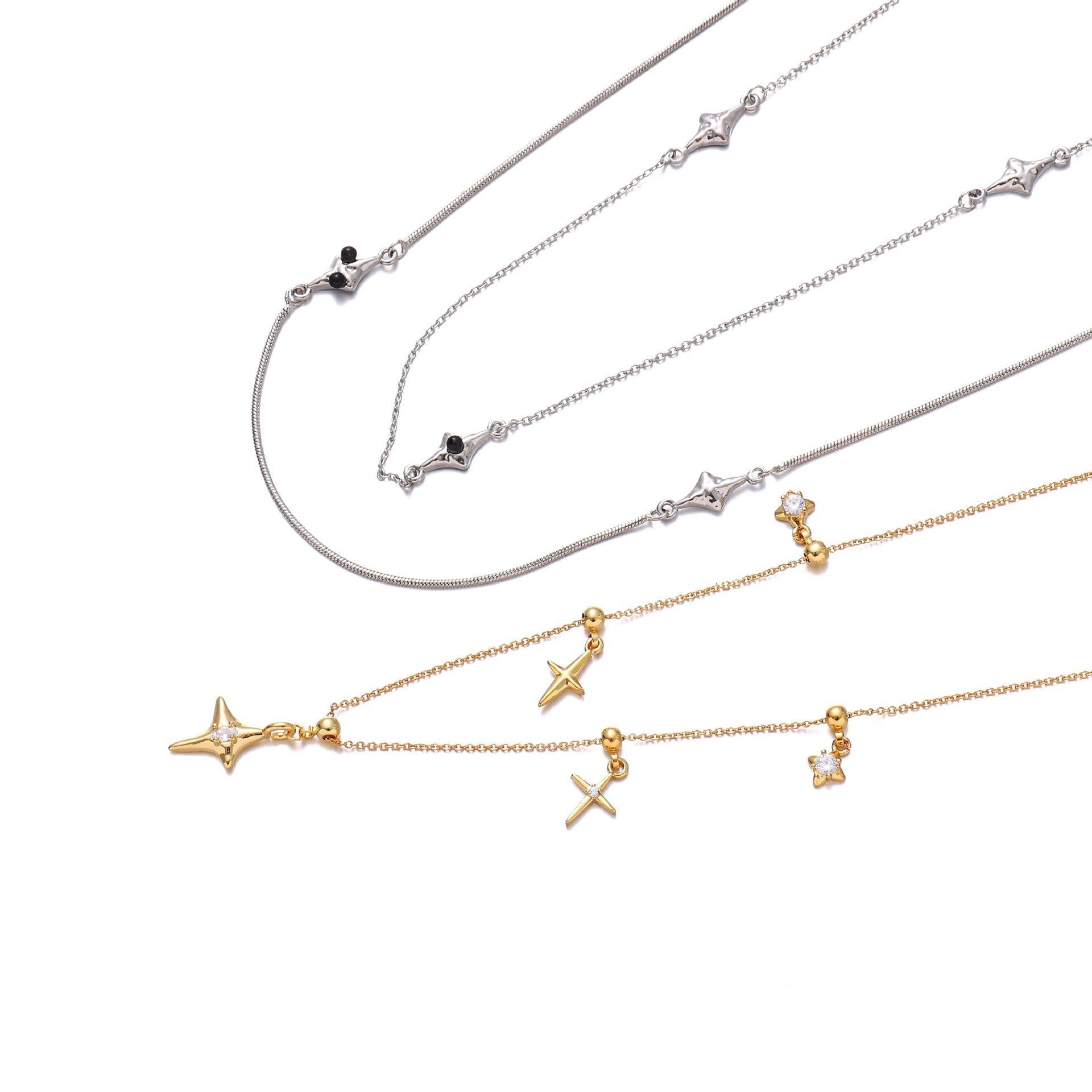 18k Gold Star Pendant Gold And Silver Necklace