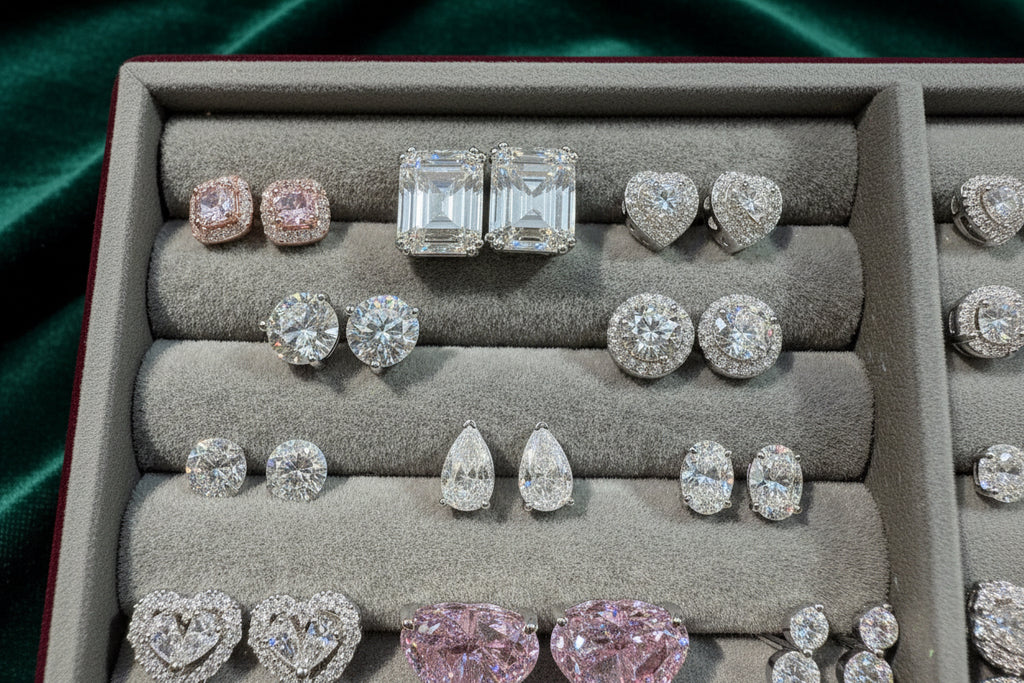 “Shop S925 Sterling Silver Earrings with Heart Zircon”