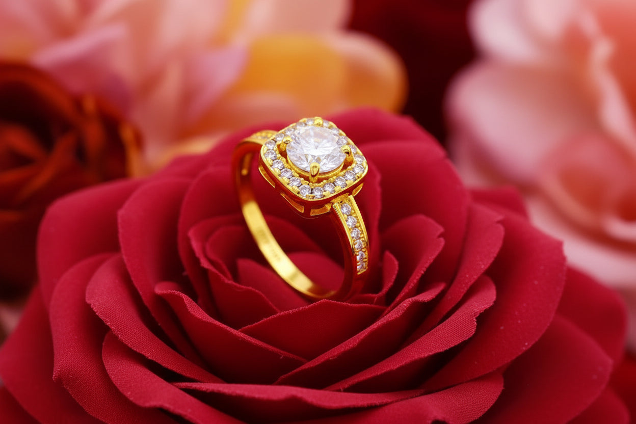 Fashion Jewelry Set Zircon Gem Pendant Chain Choker Necklace For Women Gold Color Stud Earring Statement Wedding Ring