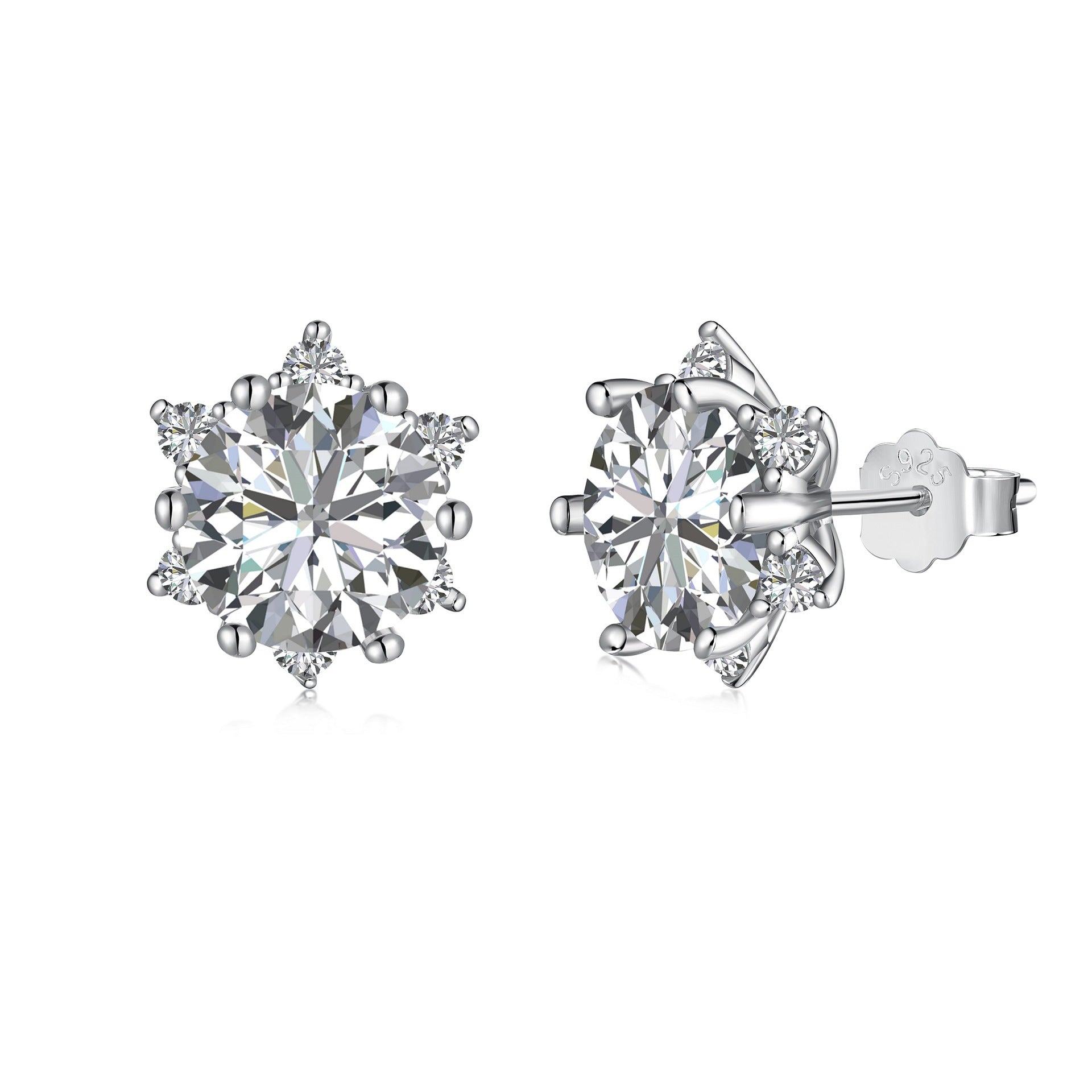 “Shop S925 Sterling Silver Earrings with Heart Zircon”
