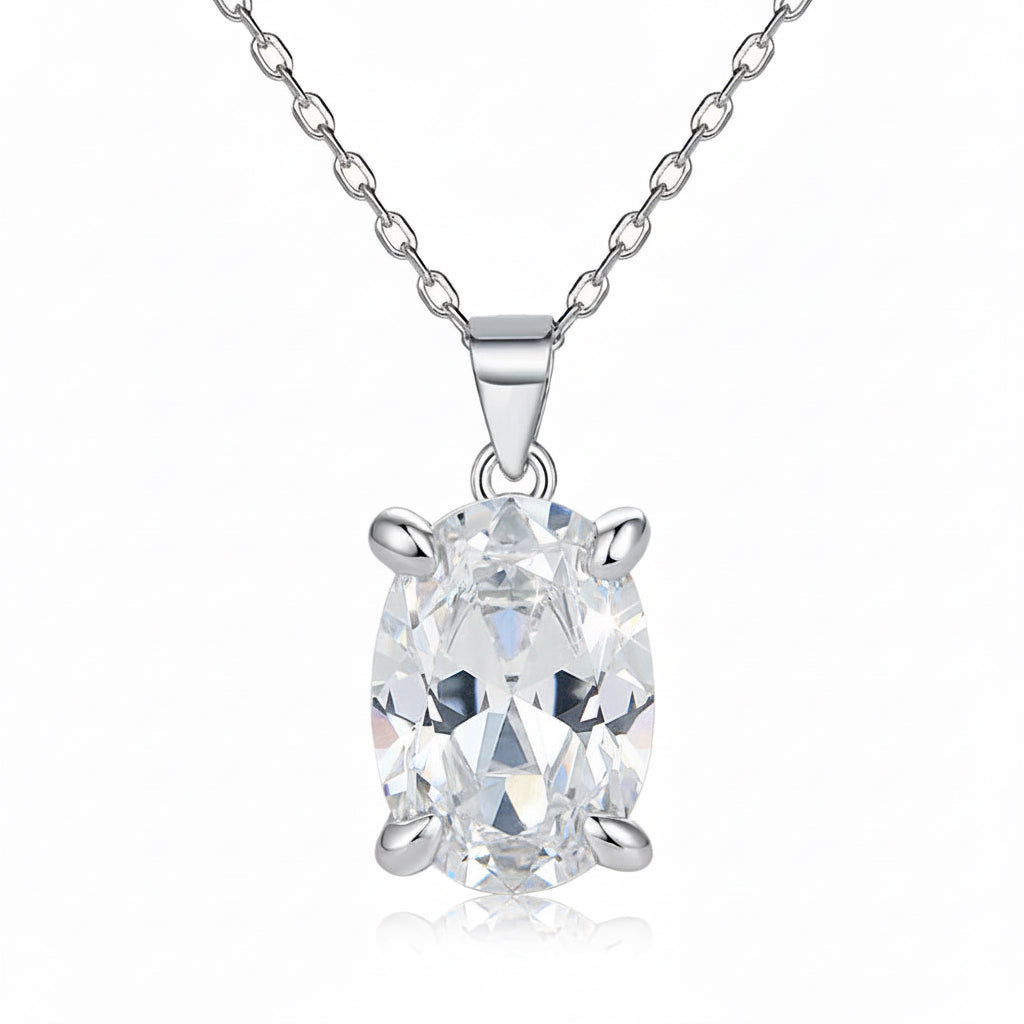 “Elegant Oval Gem Pendant Necklace and Stud Earrings Set for Women”